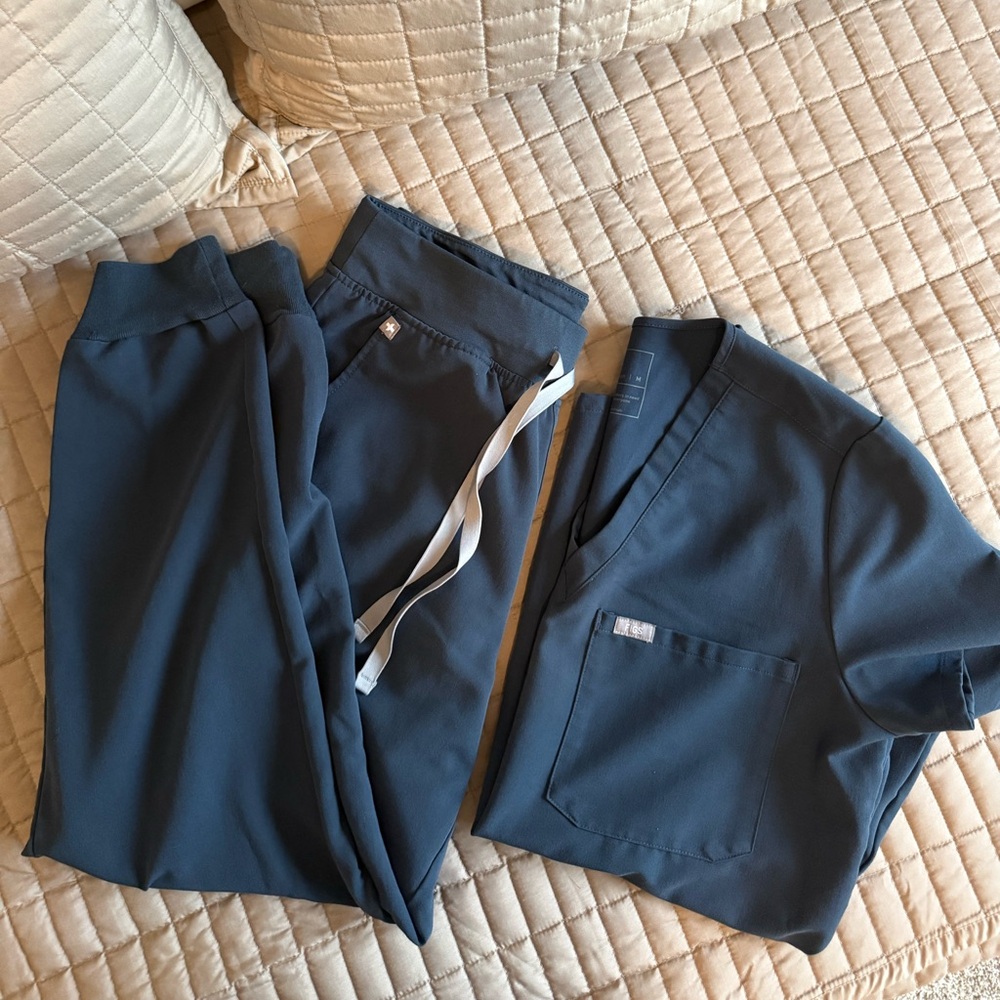 Figs Navy V-Neck Scrub Top